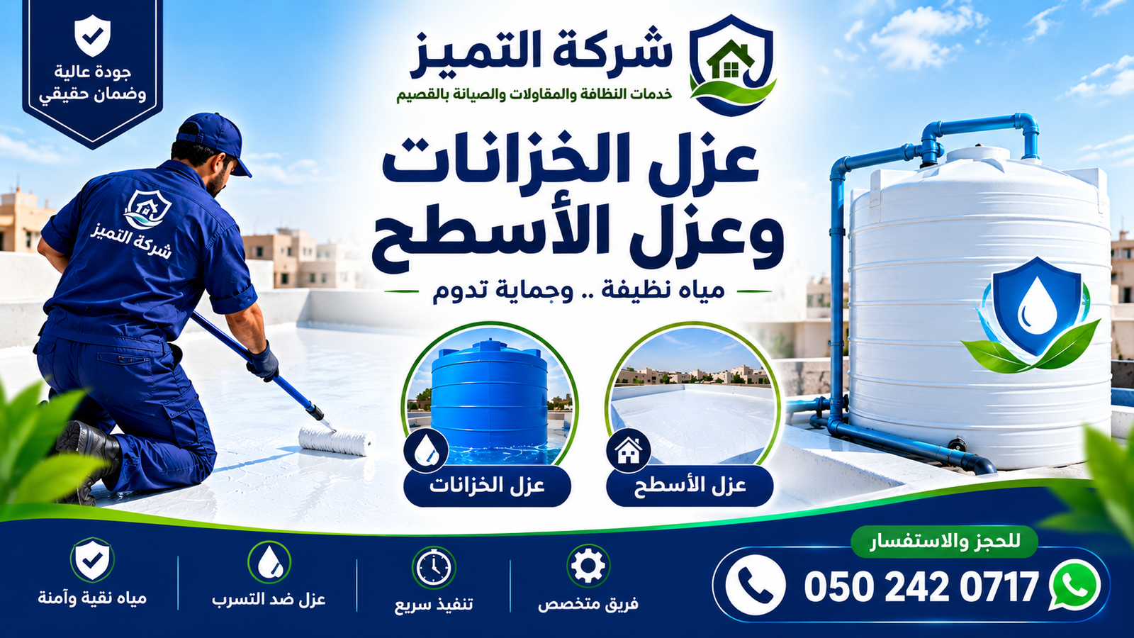 عزل خزانات المياه الأرضية والخرسانية ببريدة